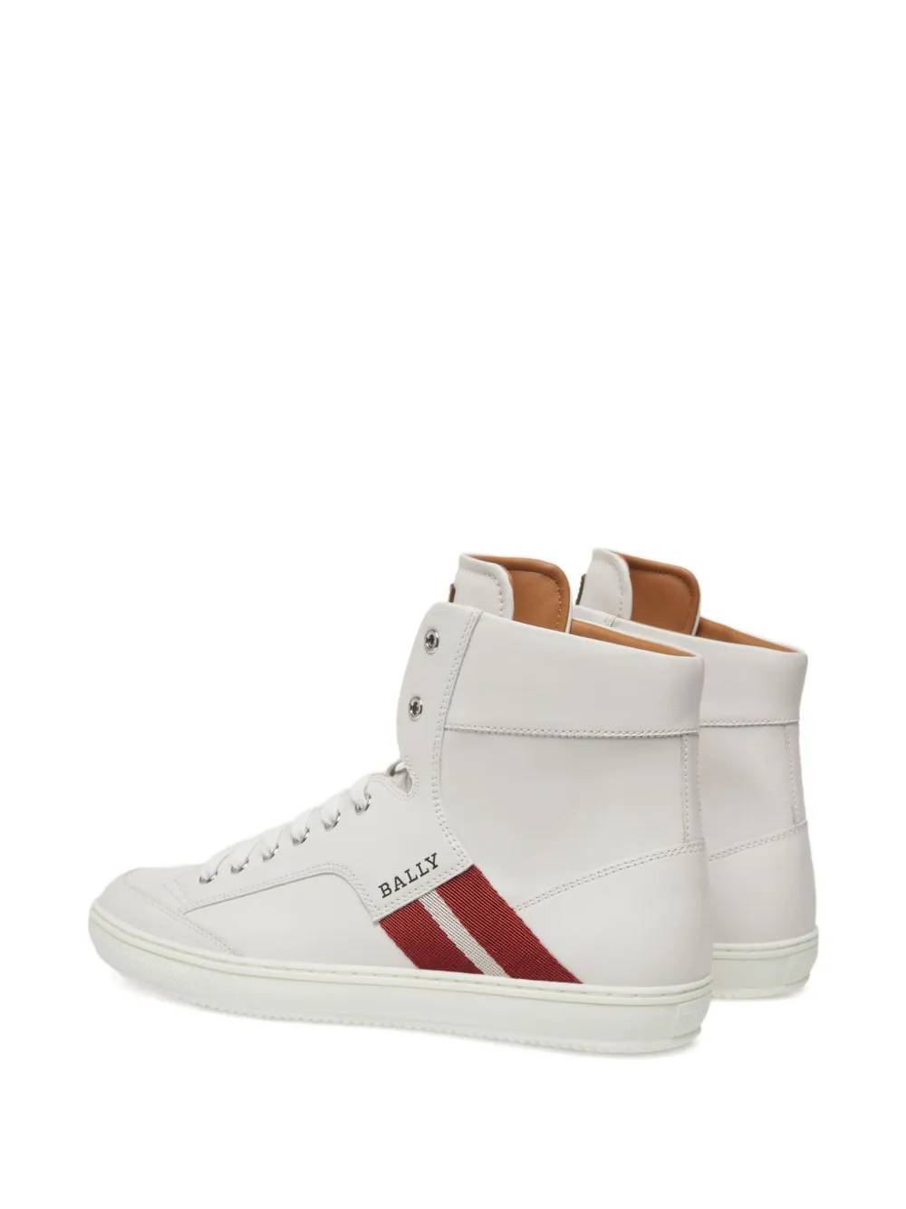 Bally leather ribbon hi-top sneakers White