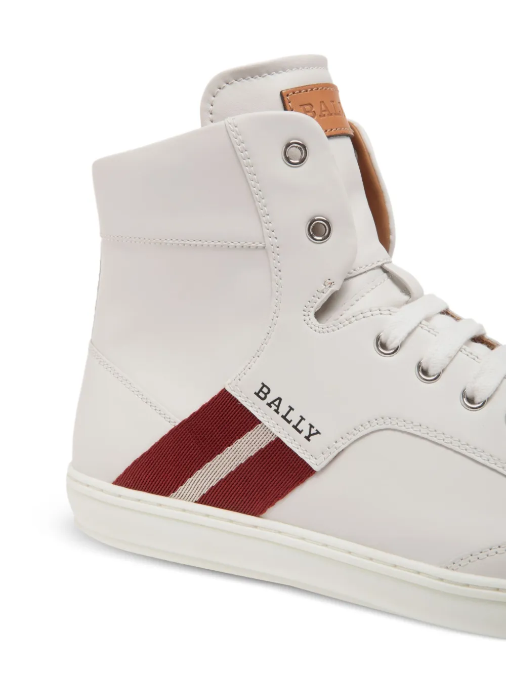 Bally leather ribbon hi-top sneakers White