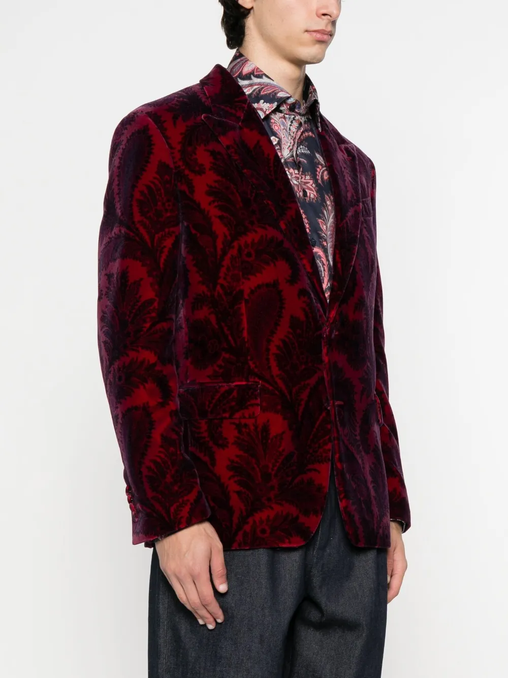 ETRO Fluwelen blazer met paisley Rood