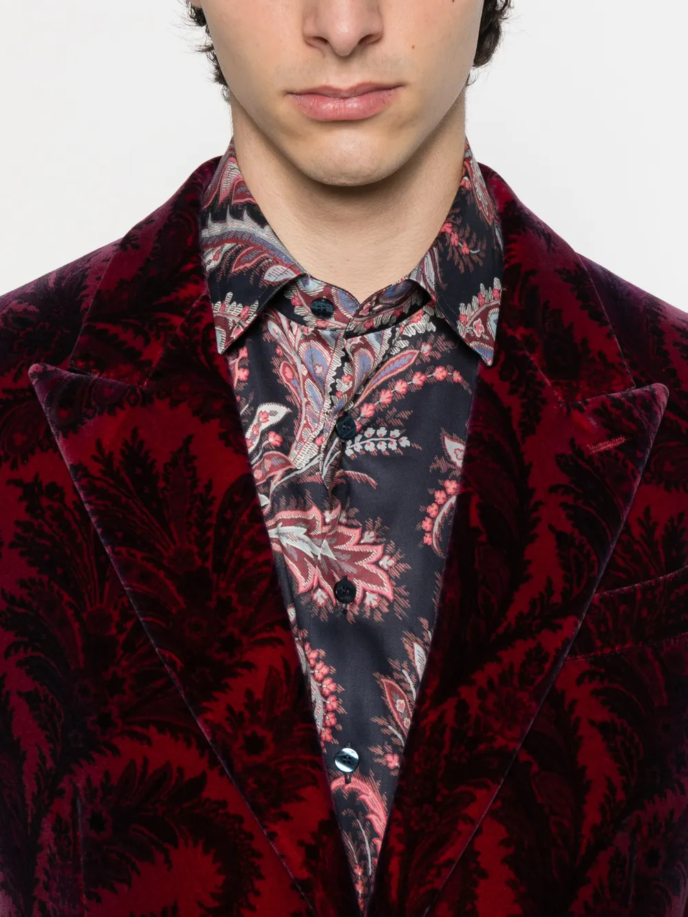 ETRO Fluwelen blazer met paisley Rood
