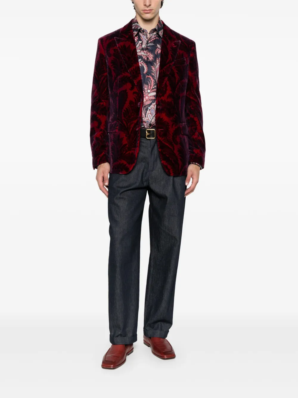 ETRO Fluwelen blazer met paisley Rood
