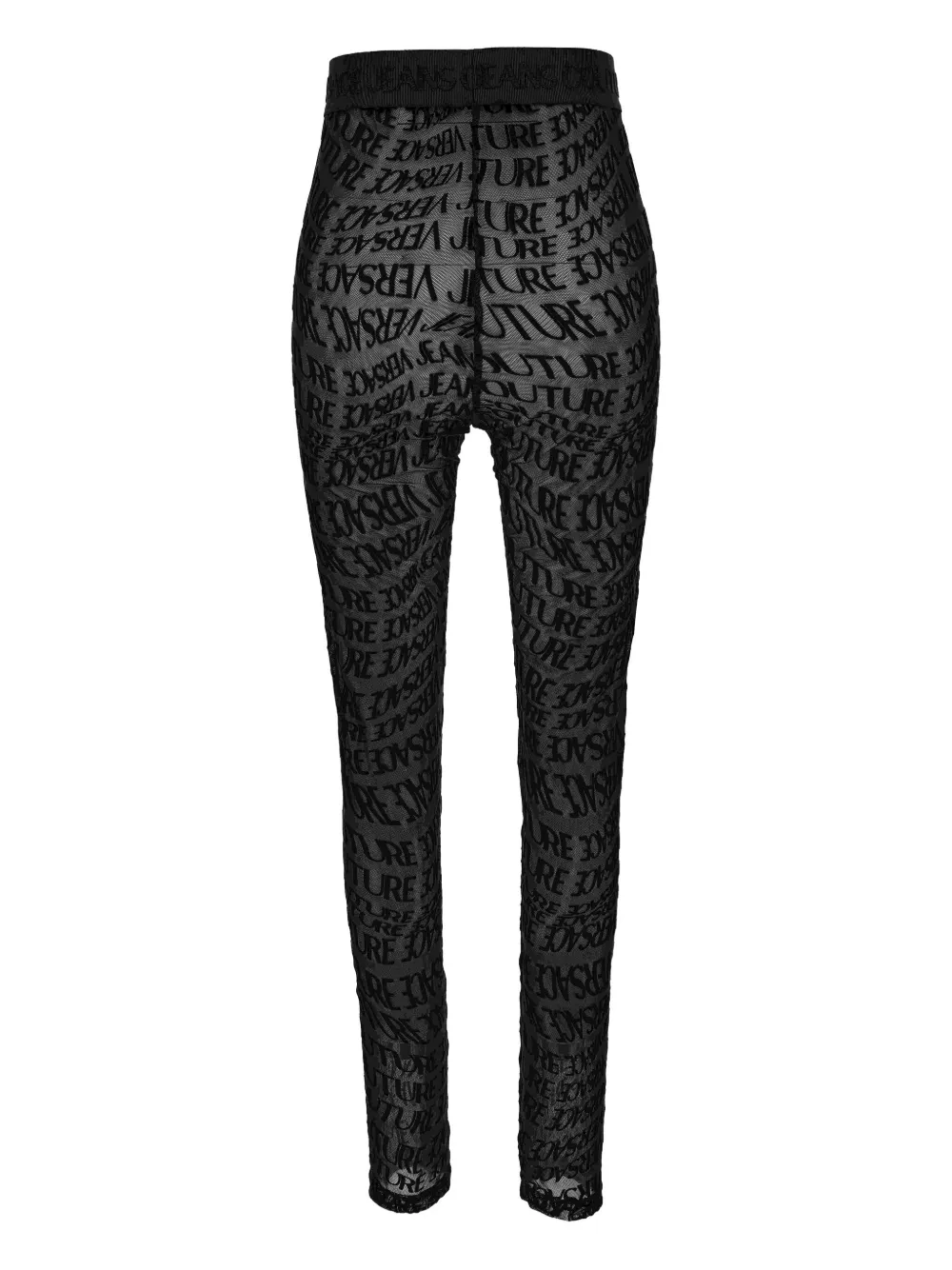 Versace Jeans Couture logo-print sheer leggings Zwart