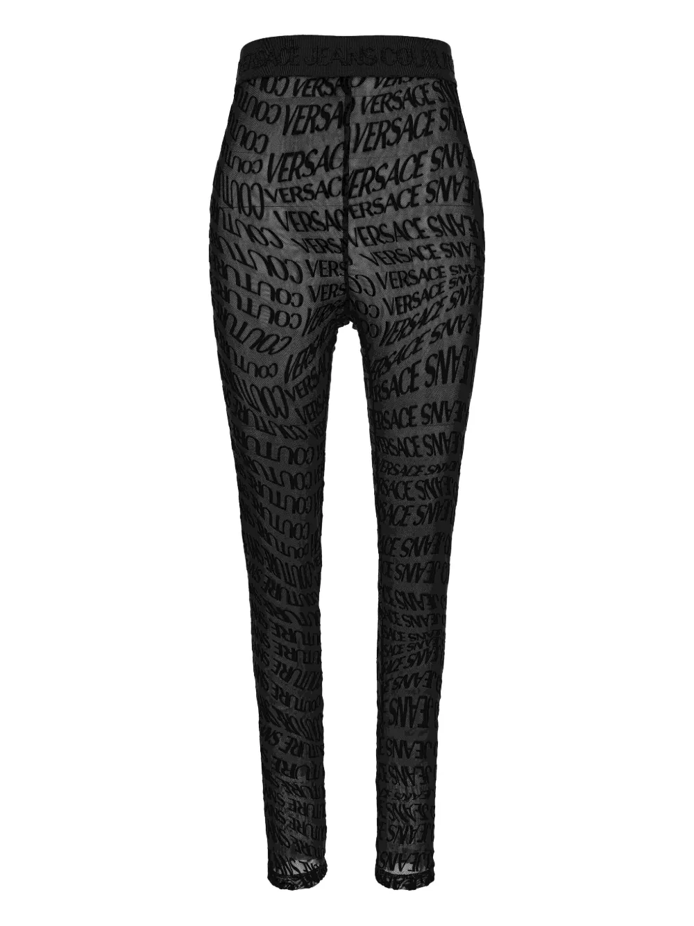 Versace Jeans Couture logo-print sheer leggings Zwart