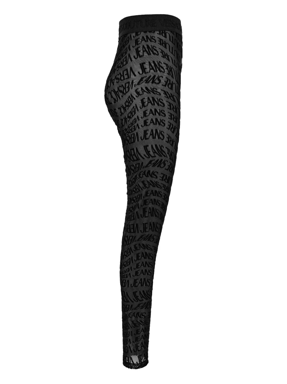 Versace Jeans Couture logo-print sheer leggings Zwart