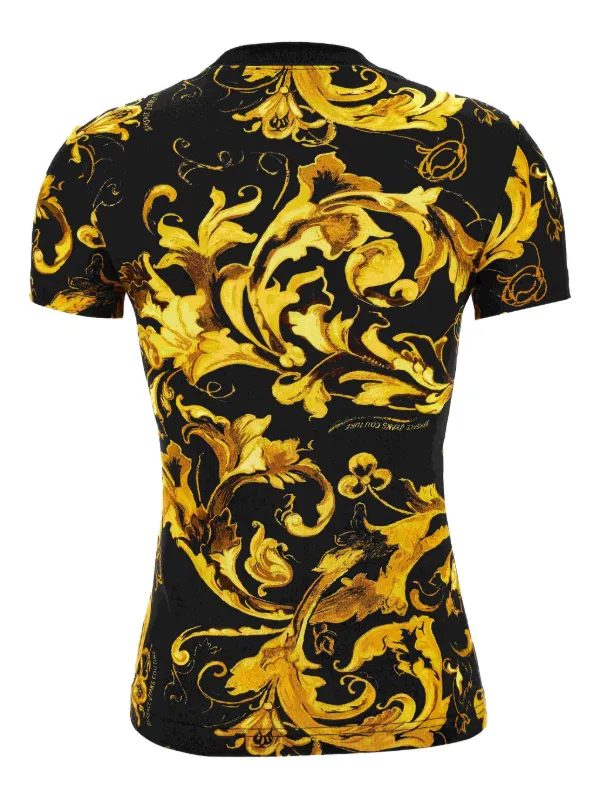 新品 VERSACE プリント Tシャツ Versace Jeans Couture バロックプリント Tシャツ | ブラック