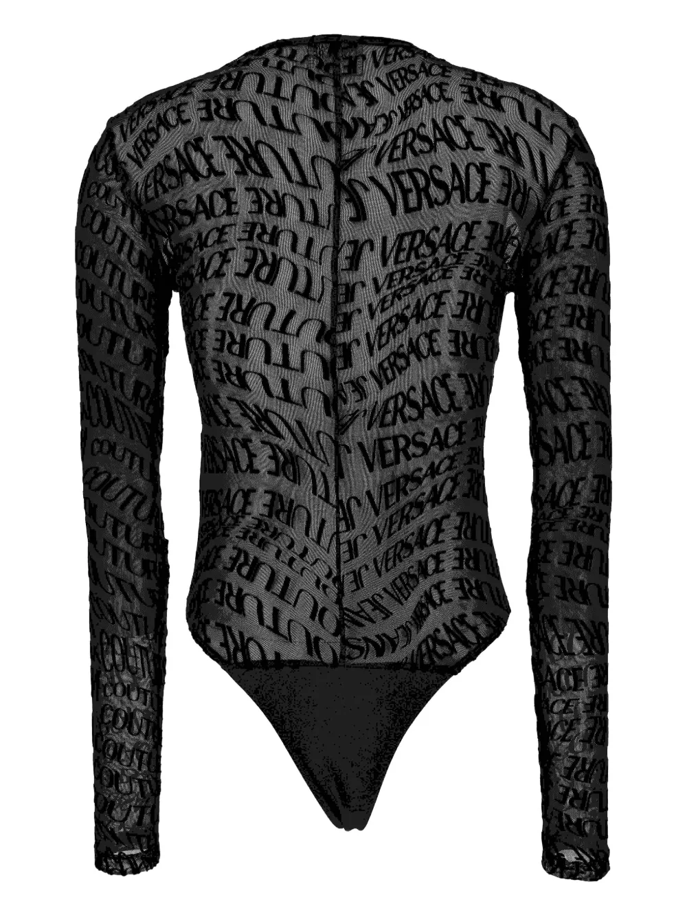 Versace Jeans Couture logo-print mesh bodysuit Zwart