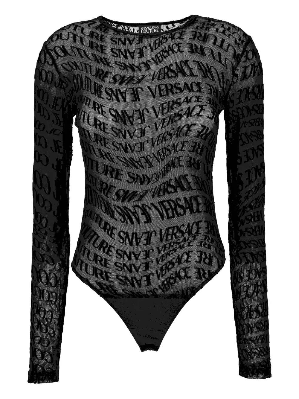 Versace Jeans Couture logo-print mesh bodysuit Zwart