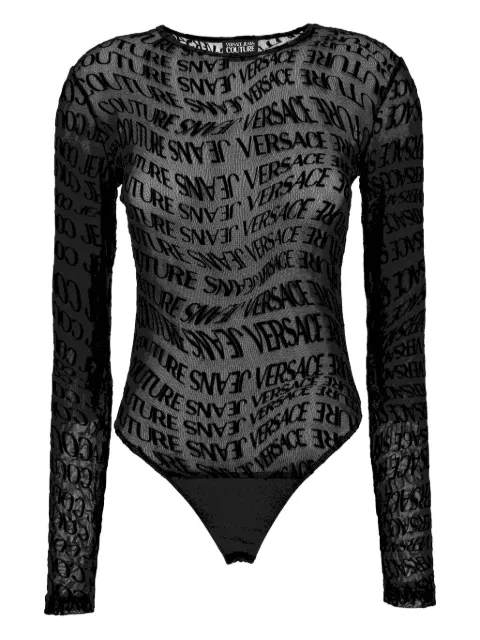 Versace Jeans Couture logo-print mesh bodysuit