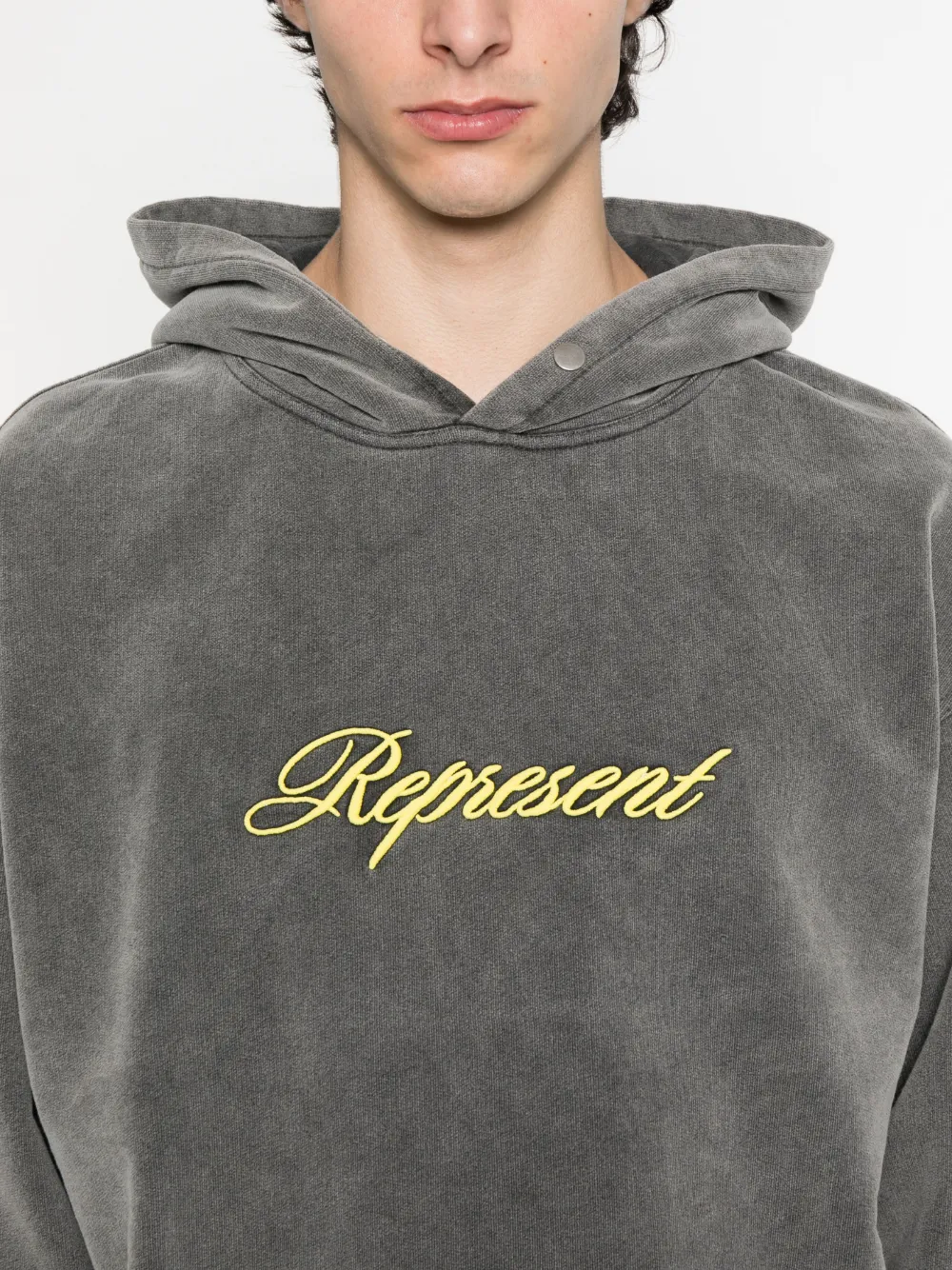 Represent Katoenen hoodie met geborduurd logo Grijs