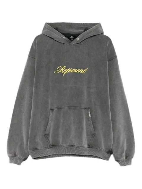 Represent logo-embroidered cotton hoodie