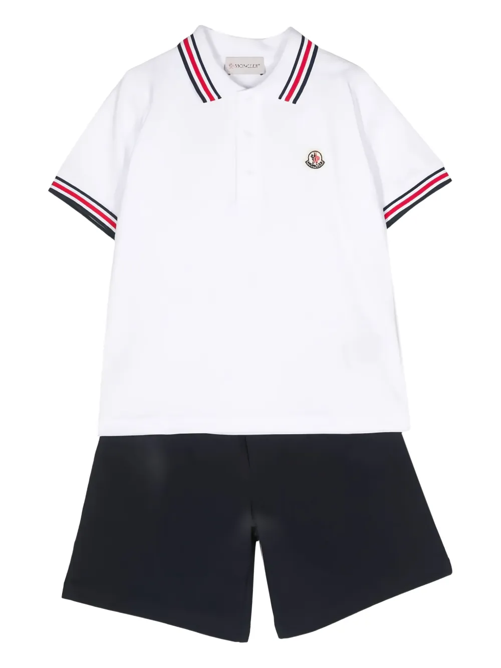 Moncler Enfant Polopak met gestreepte kraag Blauw