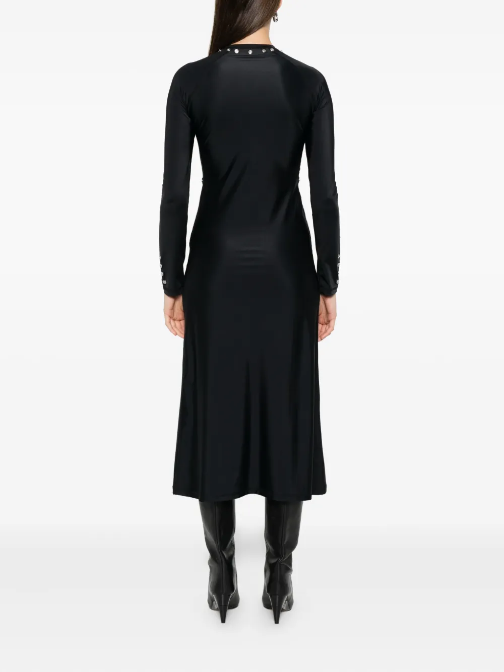 Coperni metallic-embellished long-sleeve dress Zwart