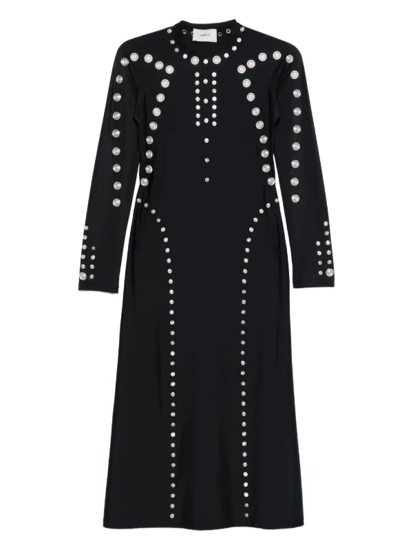 Coperni metallic-embellished long-sleeve Dress | Black | FARFETCH GE