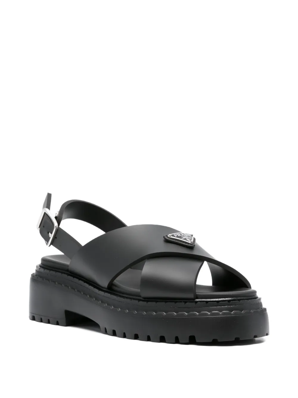 Prada 40mm cross-strap platform sandals Black