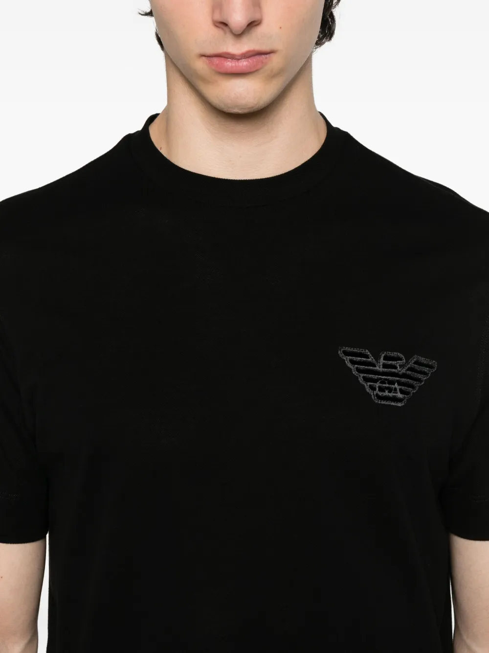 Emporio Armani Katoenen T-shirt met adelaar-embleem Zwart
