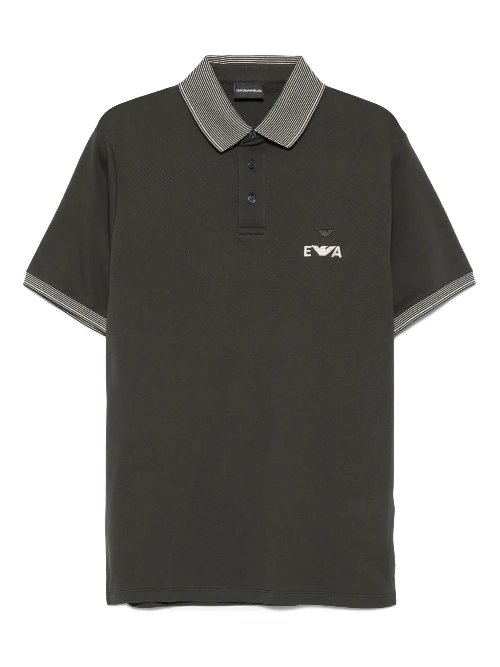 Emporio Armani Poloshirt met geborduurd logo en gestreepte kraag Groen