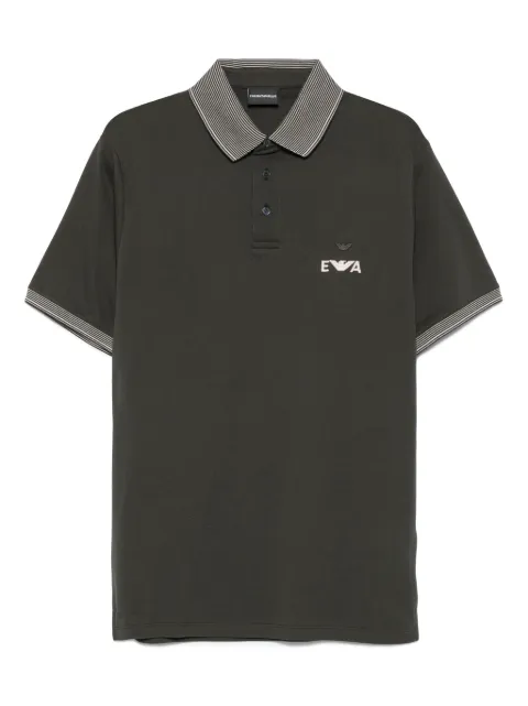 Emporio Armani logo-embroidered striped-collar polo shirt