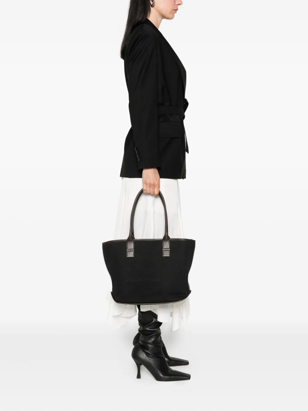 Hogan Script Shopping leather-trimmed tote bag | Image 2