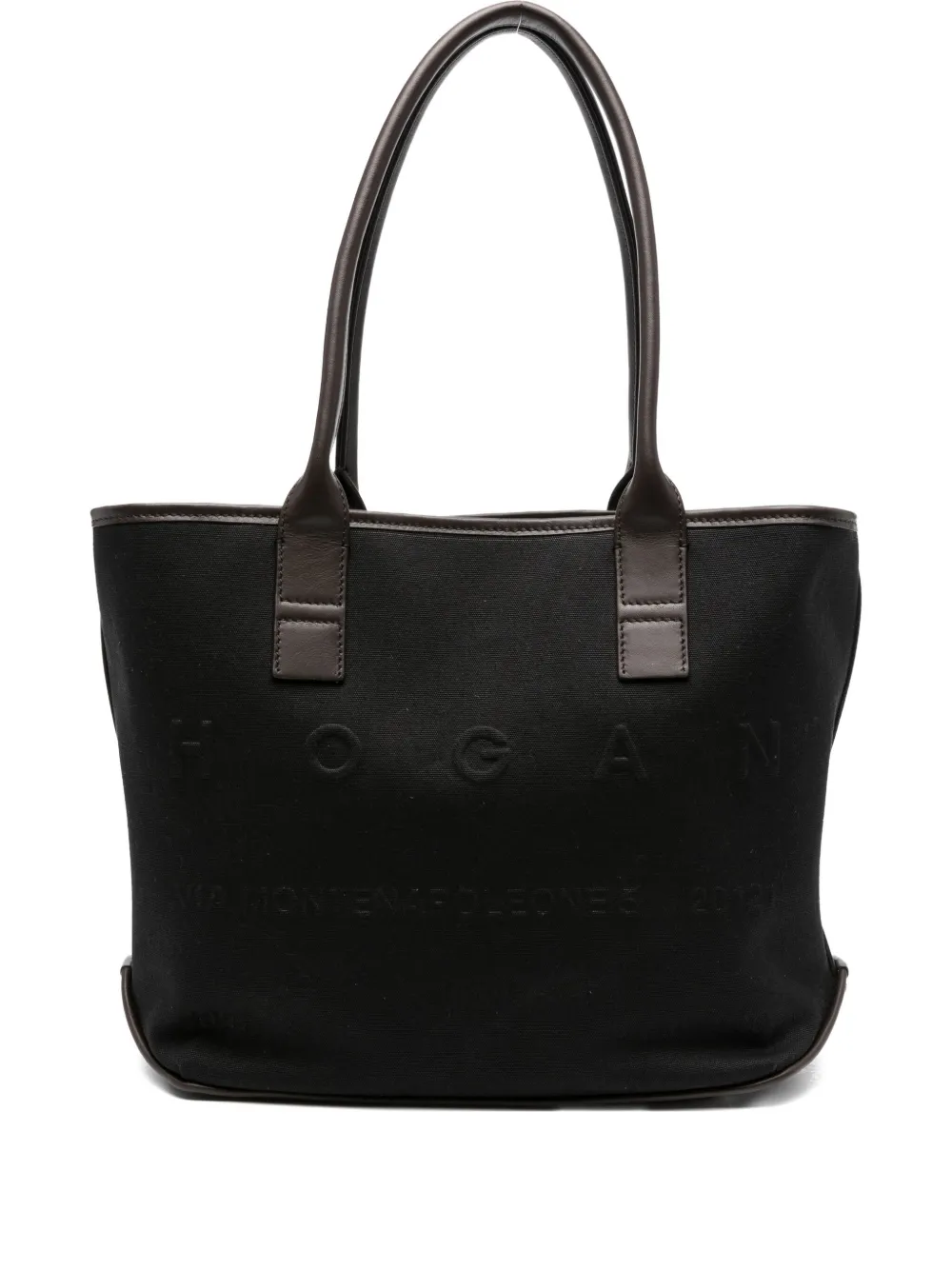 Hogan Script Shopping leather-trimmed tote bag | Black | Image 1