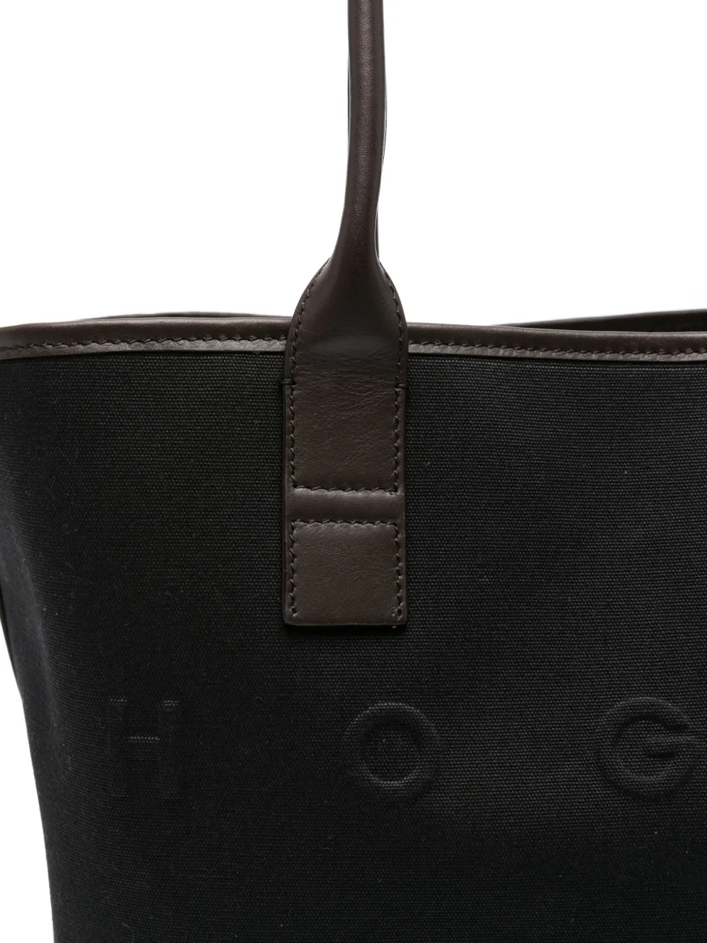 Hogan Script Shopping leather-trimmed tote bag Zwart