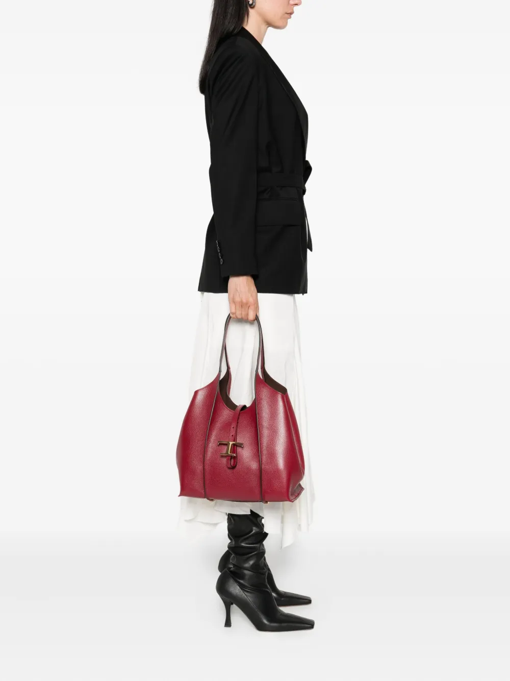 Tod's Timeless leren shopper met T-bandje Rood