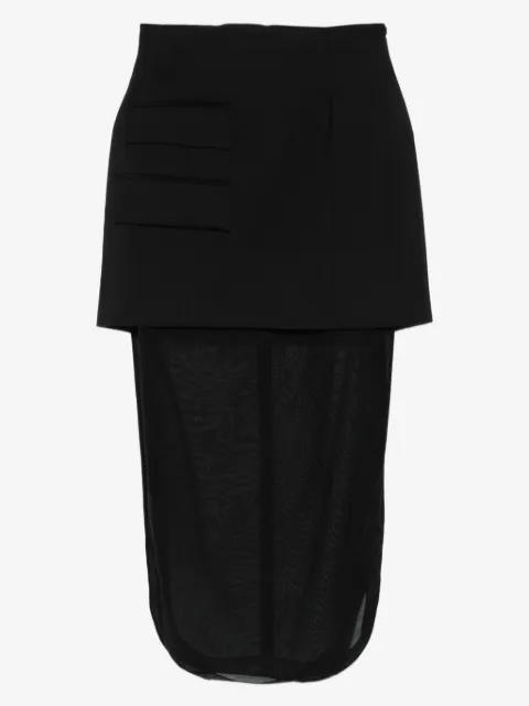 A.W.A.K.E. Mode Basque sheer-layer midi skirt