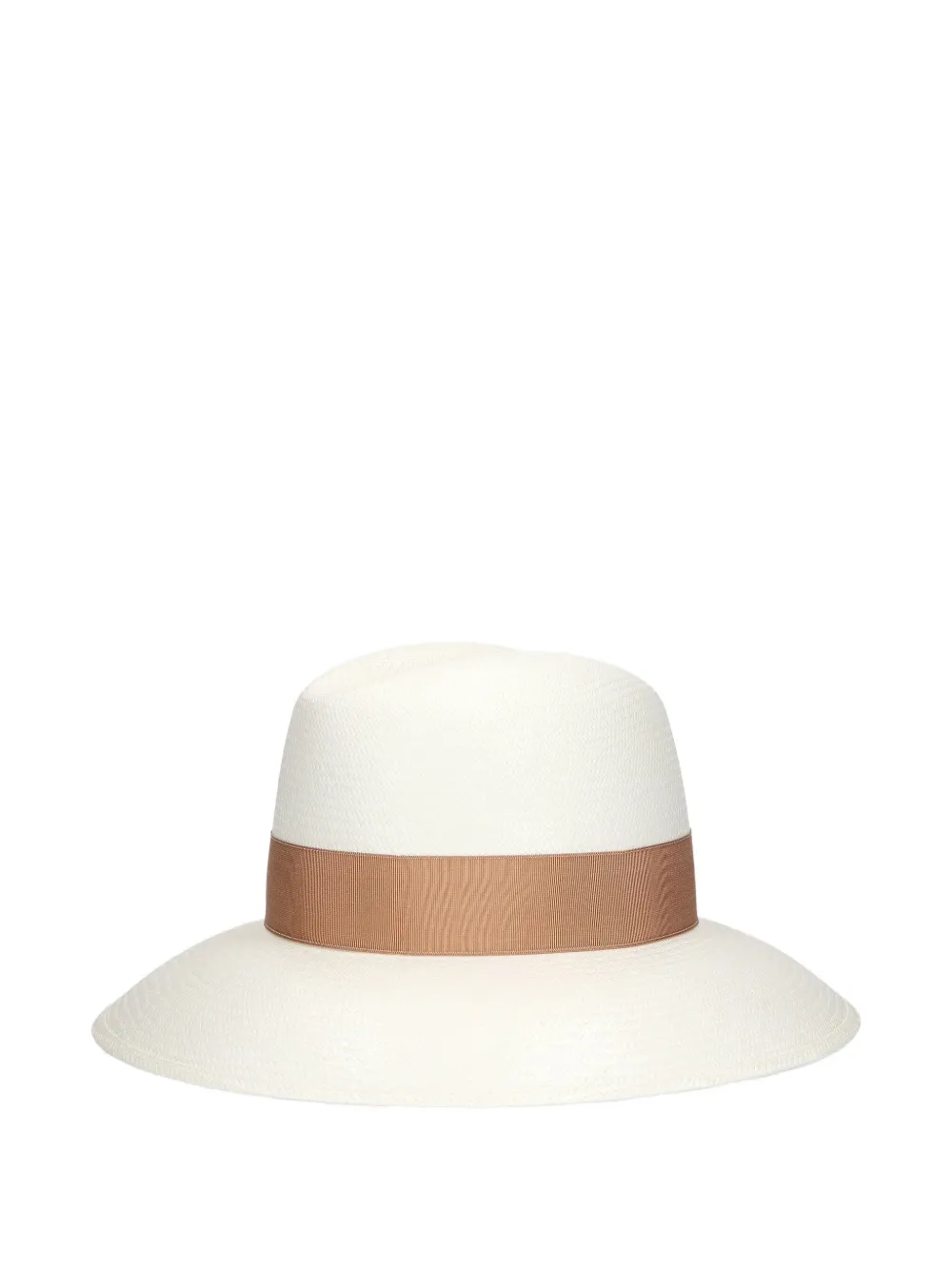 Borsalino Claudette Panama hoed met lint afwerking Beige