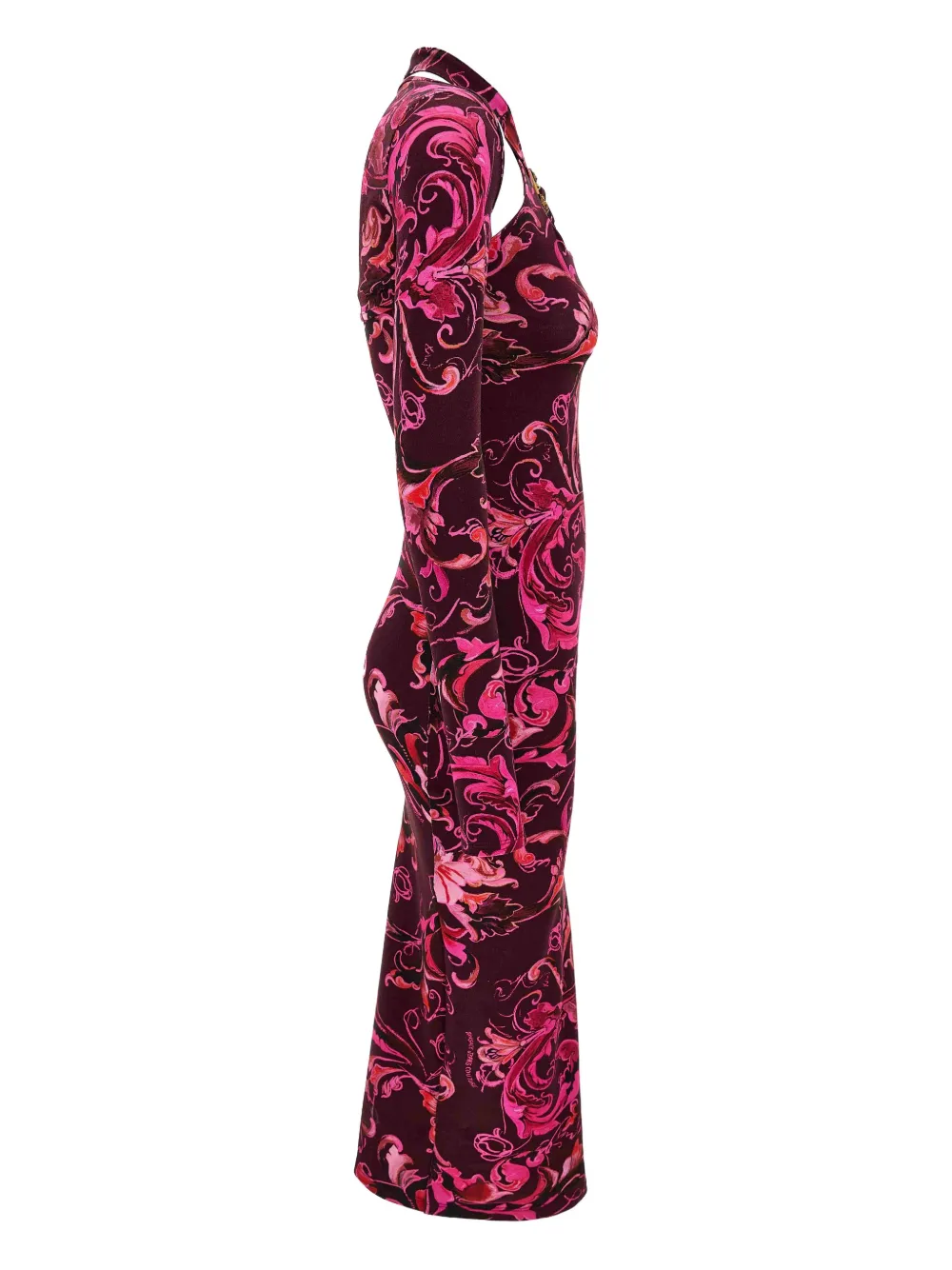 Versace Jeans Couture Floral-print Cut-out Midi Dress In Pink