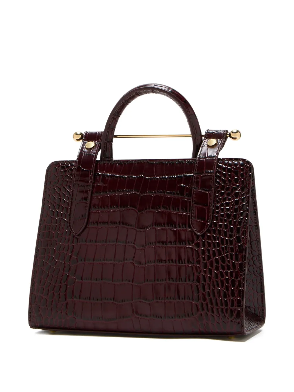 Strathberry small crocodile-embossed top-handle tote bag - Rood