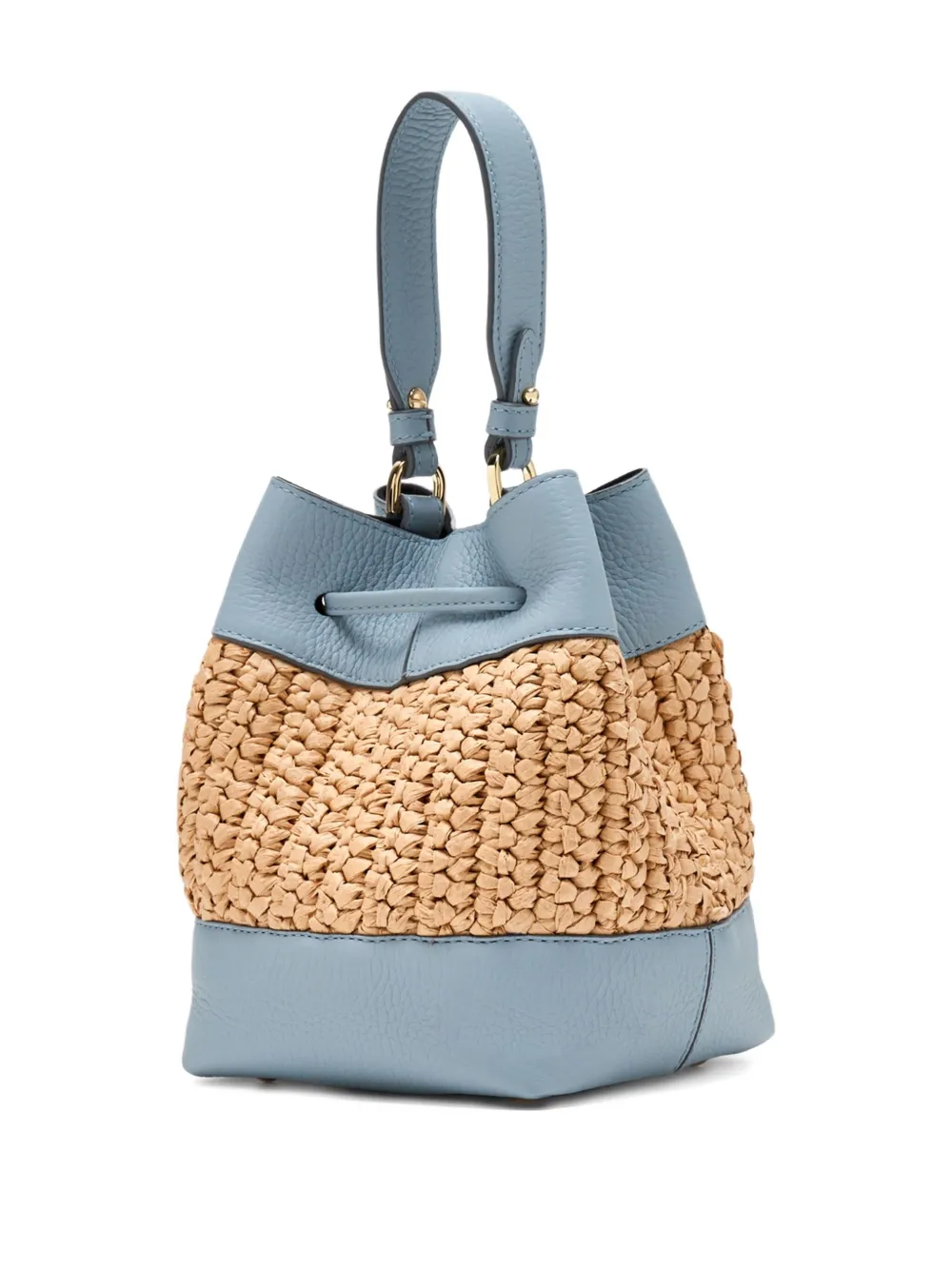 Strathberry mini Osseteleather-raffia bucket bag Blauw