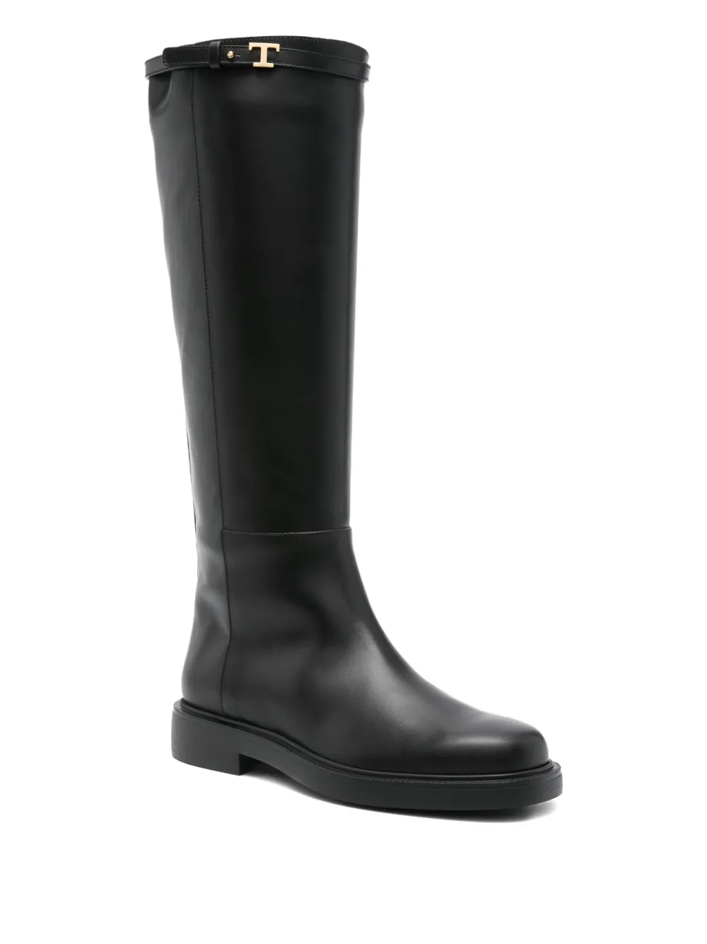 Tod's leather t-buckle knee-high boots Black