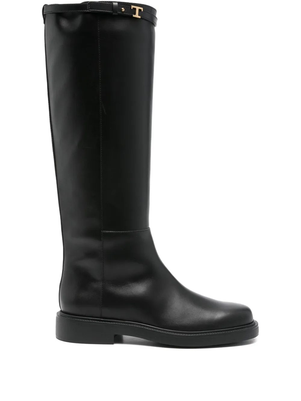 Tod's leather t-buckle knee-high boots Black