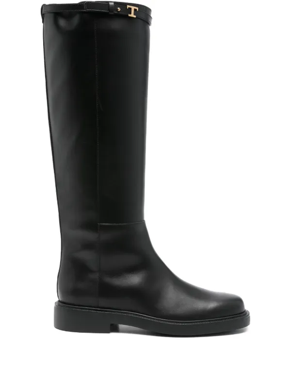 Tod's Leather T-buckle Knee-high Boots in Black
