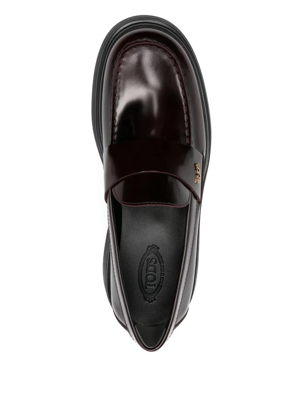 Tod's leather platform loafers Red
