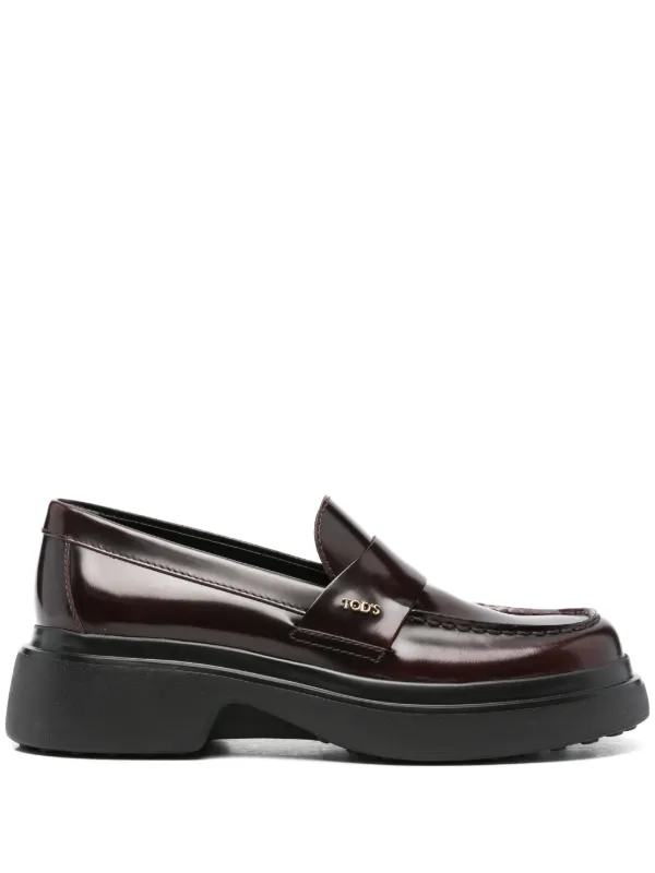 Tod's Logo-plaque Chunky-sole Loafers in Red