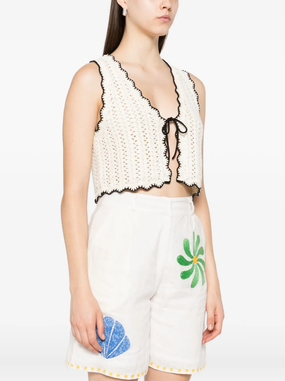 Ba&sh Crochet Tie-front Vest