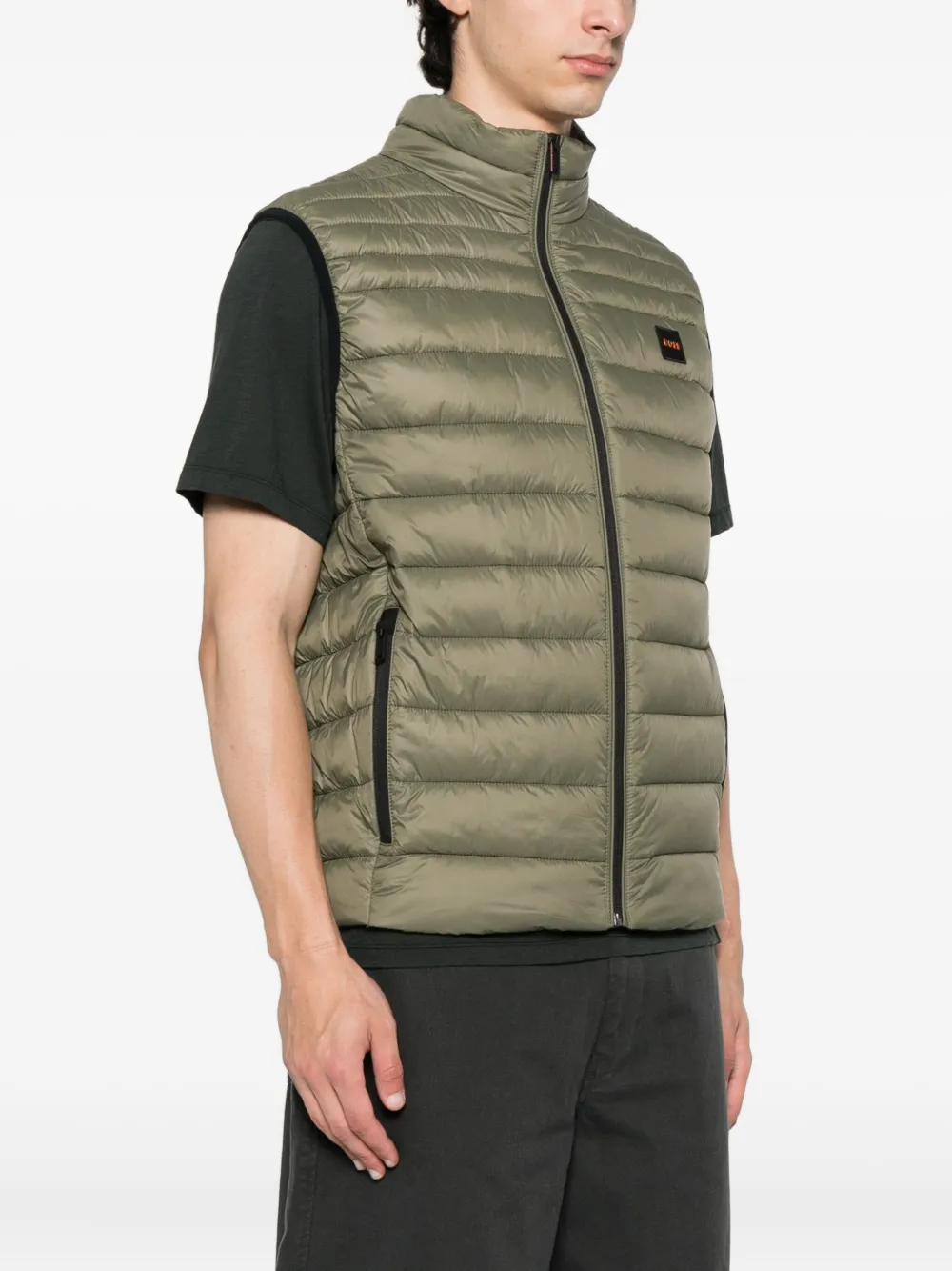 BOSS Odeno quilted zip-front gilet Groen