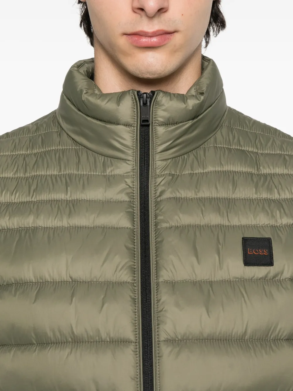 BOSS Odeno quilted zip-front gilet Groen