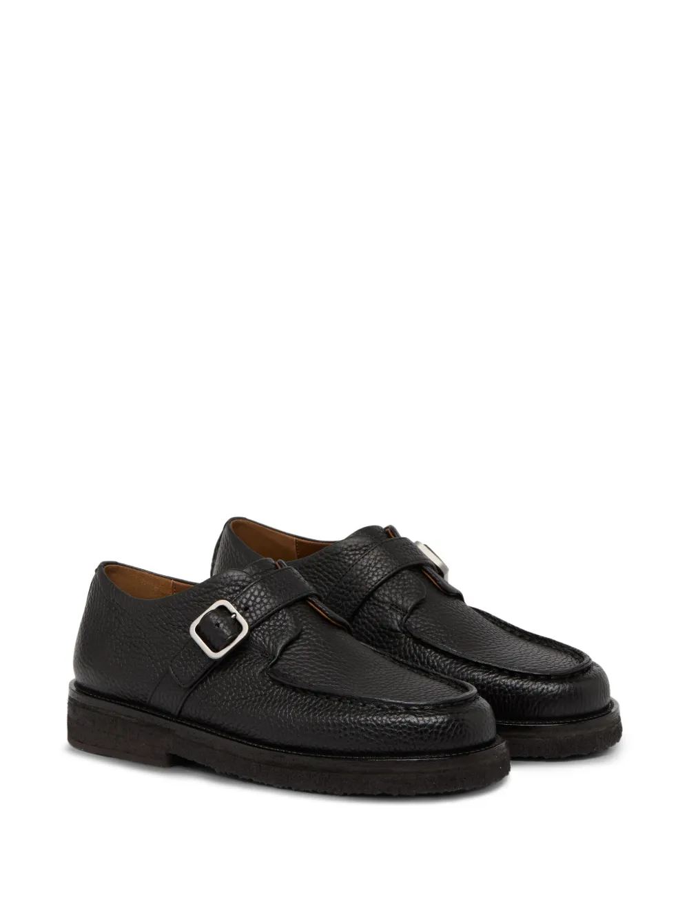 Marsèll Buckled Pebbled Loafers In Black