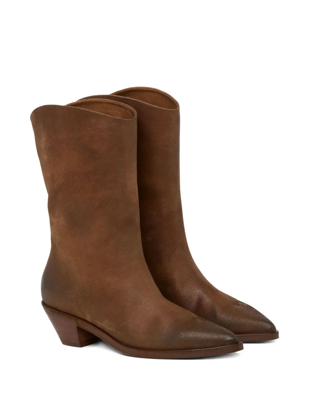 Marsèll Pointed-toe Leather Cowboy Boots In Brown
