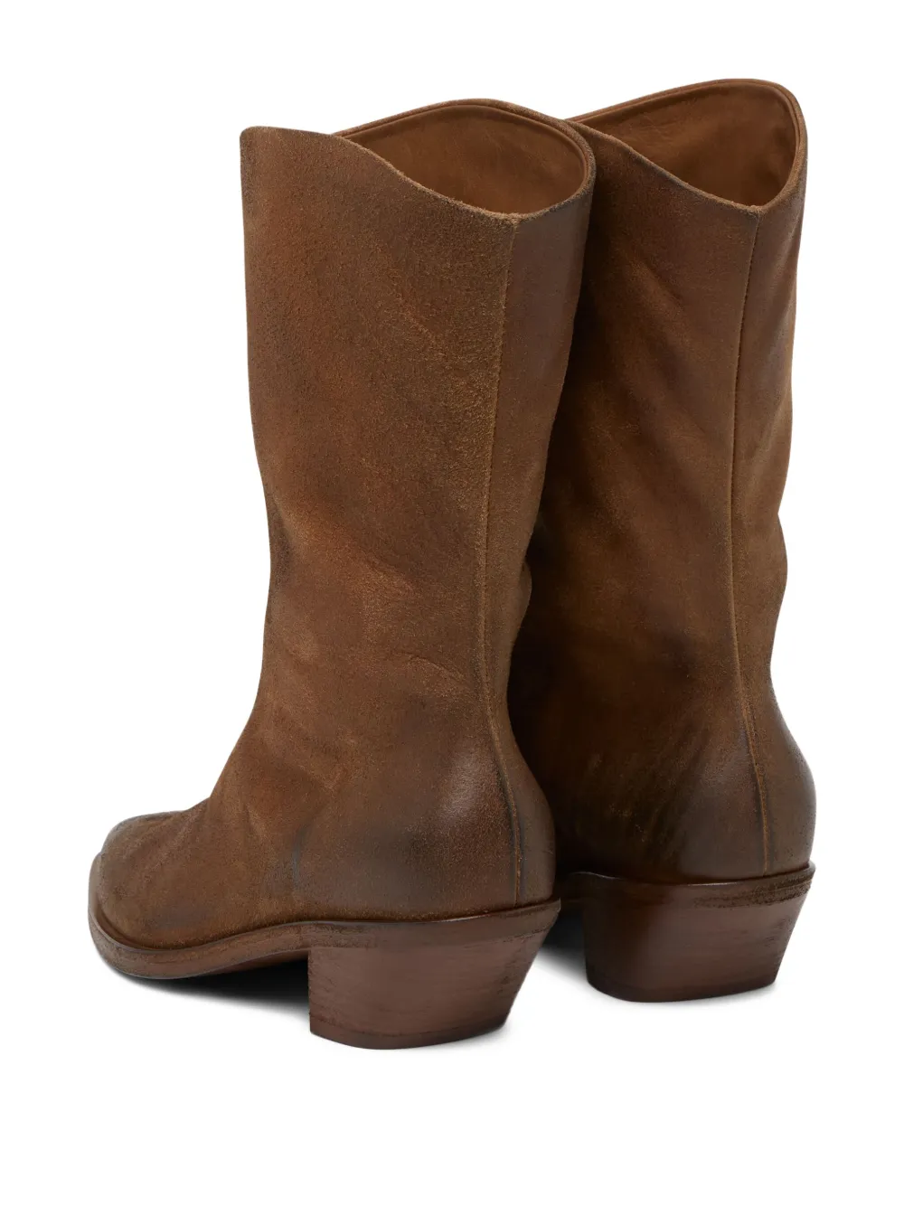 Marsèll Pointed-toe Leather Cowboy Boots In Brown