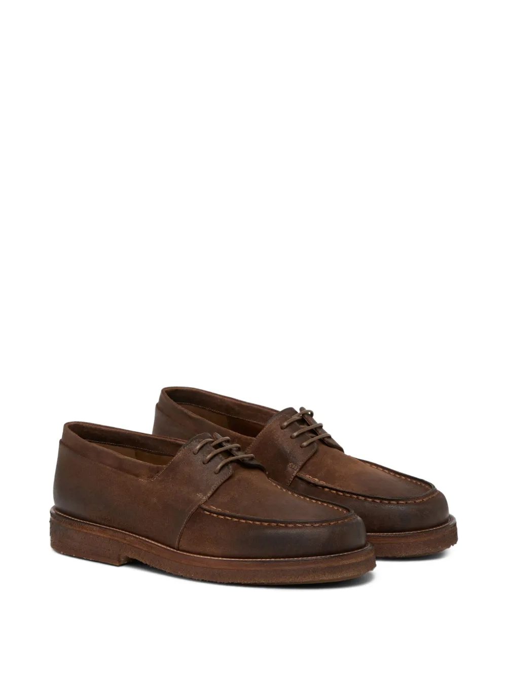Marsèll leather lace-up boat shoes Brown
