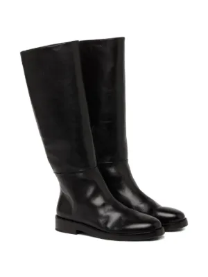 ミドルブーツ MARSELL Women Boots MW2952 147 Black Women's Black Leather Ankle Boot Sottiletta - Marsèll