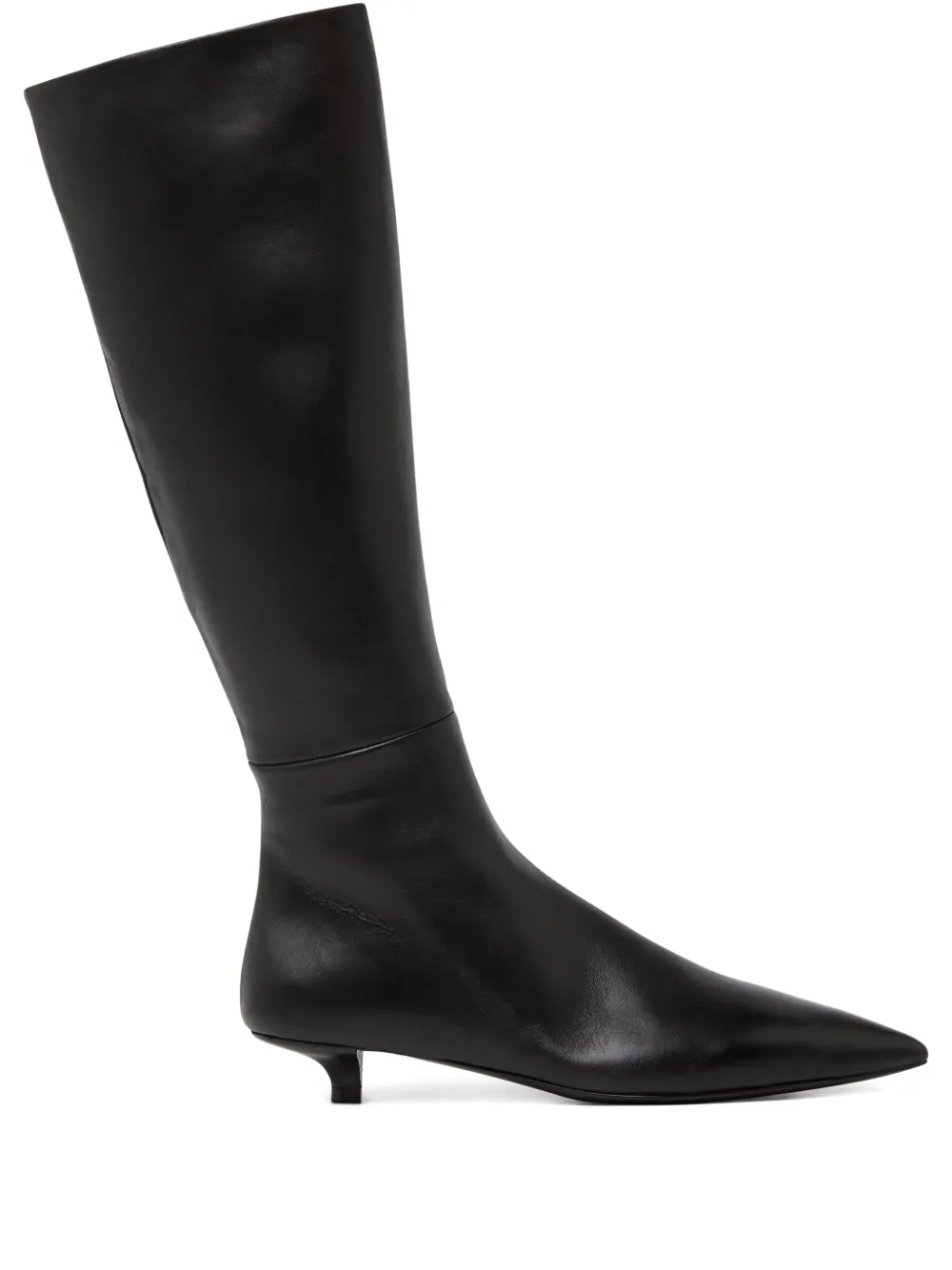 Marsèll leather pointed-toe knee-high boots Black