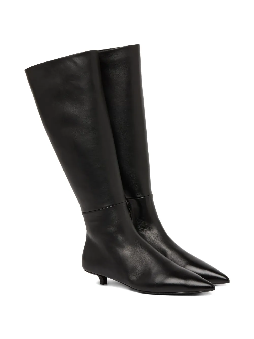Marsèll leather pointed-toe knee-high boots Black