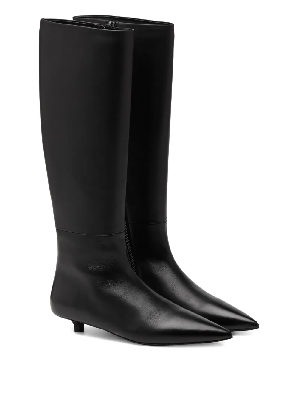 Marsèll Leren knielaarzen met puntige neus Zwart