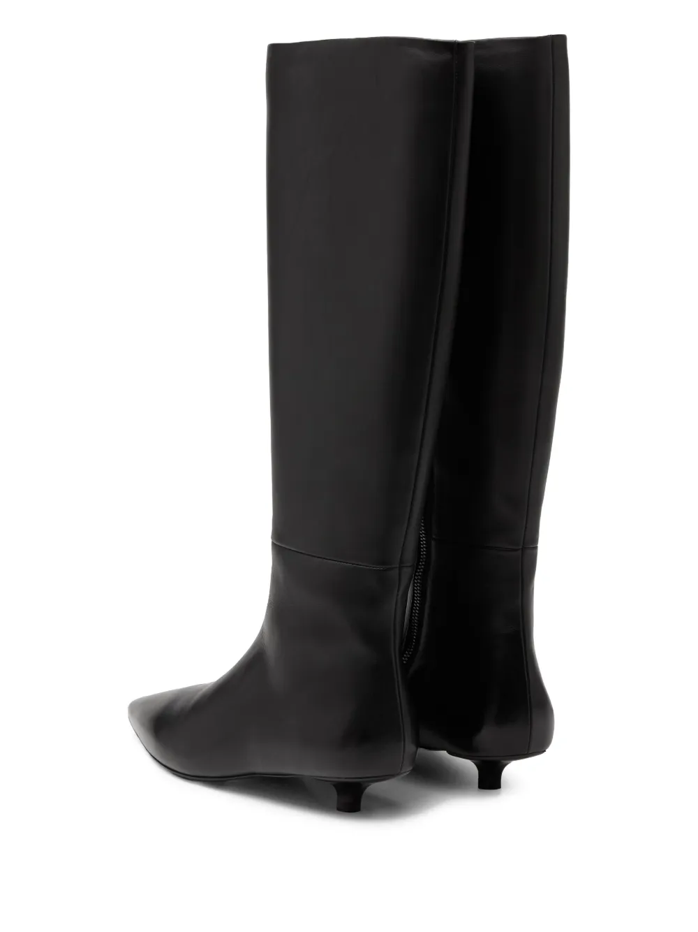 Marsèll Leren knielaarzen met puntige neus Zwart