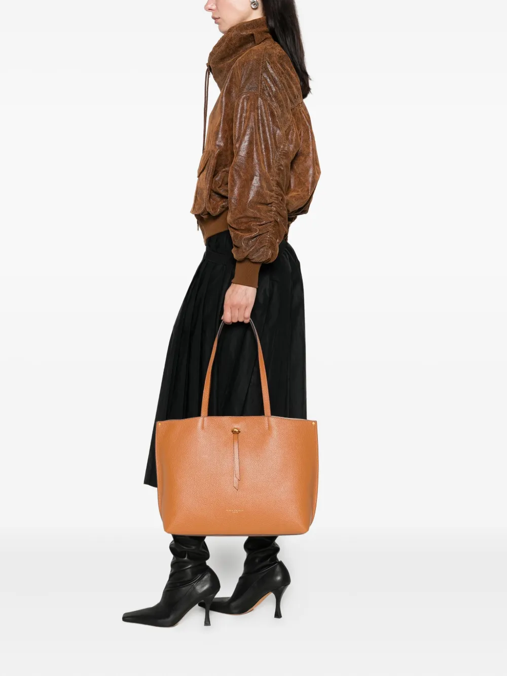 GIANNI CHIARINI Egle shopper van bewerkt leer Bruin