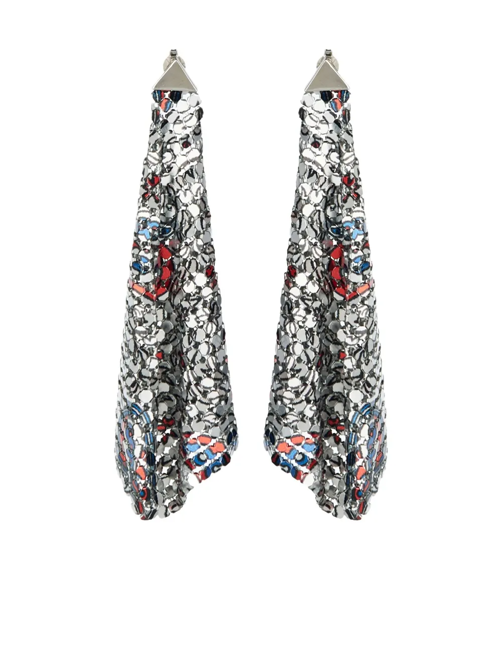 Rabanne patterned drop earrings | Silver | Image 1