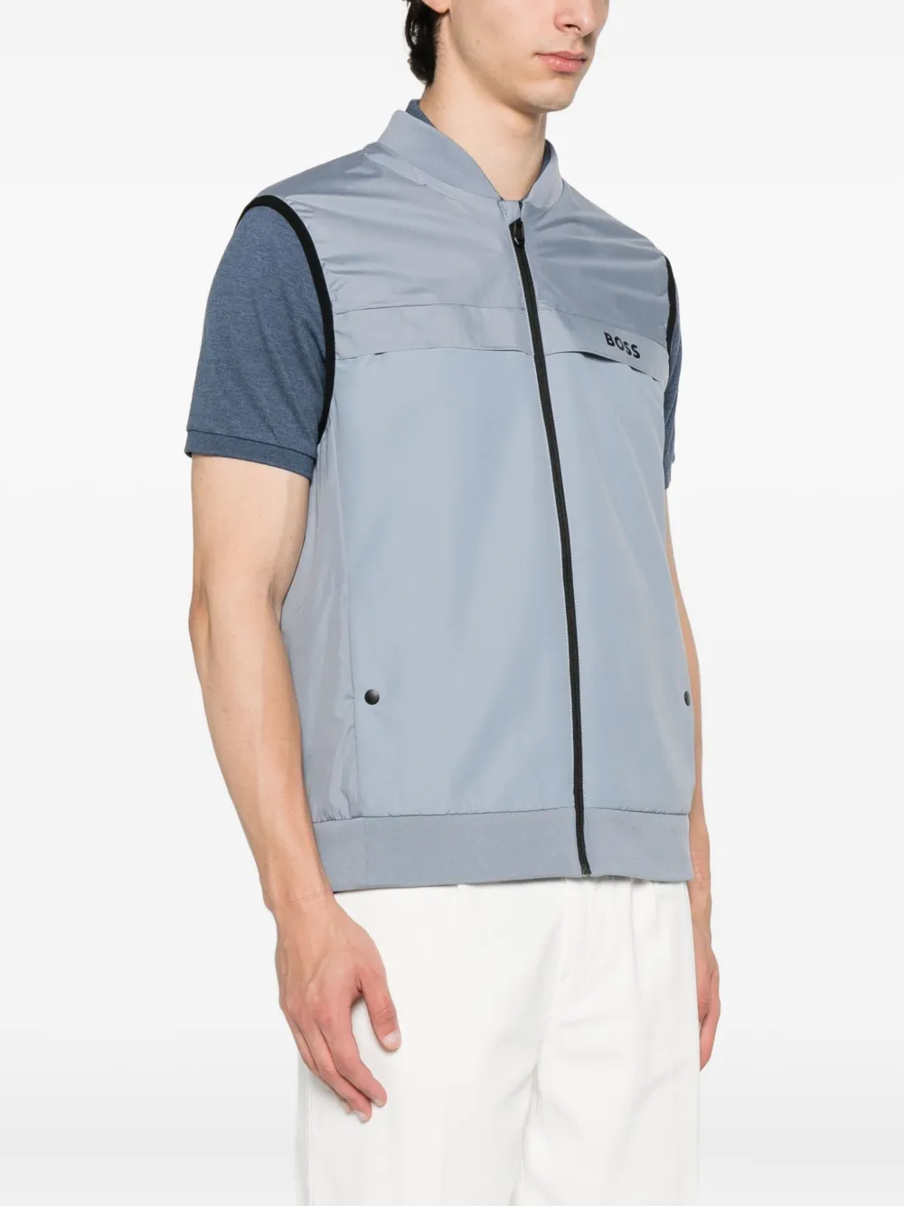 BOSS Gridlyte mouwloos gilet met rits Grijs